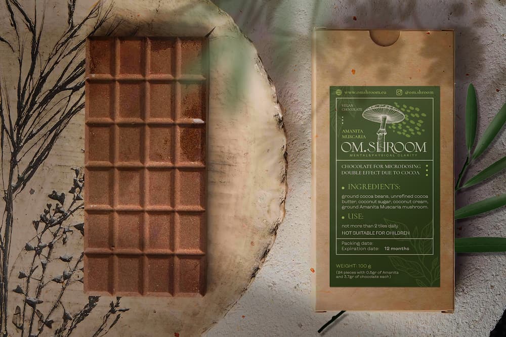 Amanita Muscaria Vegane Schokolade, 15 Stückchen 1 g Fliegenpilz im Stückchen