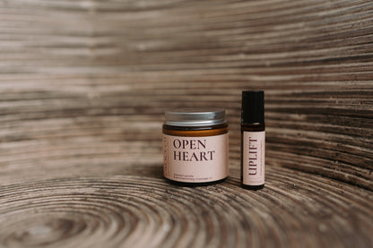 Scented candle &amp; aromatherapy massage oil OPEN HEART